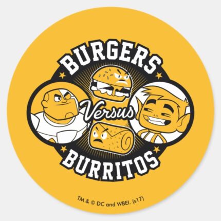 Teen Titans Go Burgers Versus Burritos Classic Round Sticker