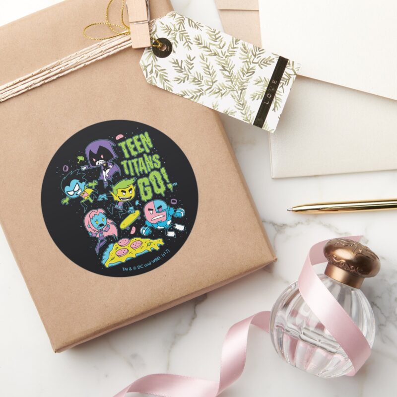 Teen Titans Go Gnarly 90s Pizza Graphic Classic Round Sticker