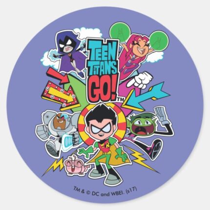 Teen Titans Go Team Arrow Graphic Classic Round Sticker