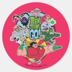 Teen Titans Go Team Group Graphic Classic Round Sticker