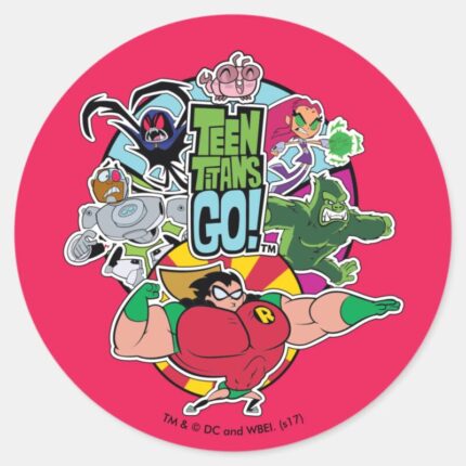 Teen Titans Go Team Group Graphic Classic Round Sticker