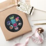 Teen Titans Go Titans Head Pattern Classic Round Sticker