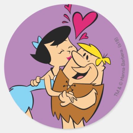 The Flintstones Betty Kissing Barney Classic Round Sticker