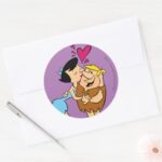 The Flintstones Betty Kissing Barney Classic Round Sticker
