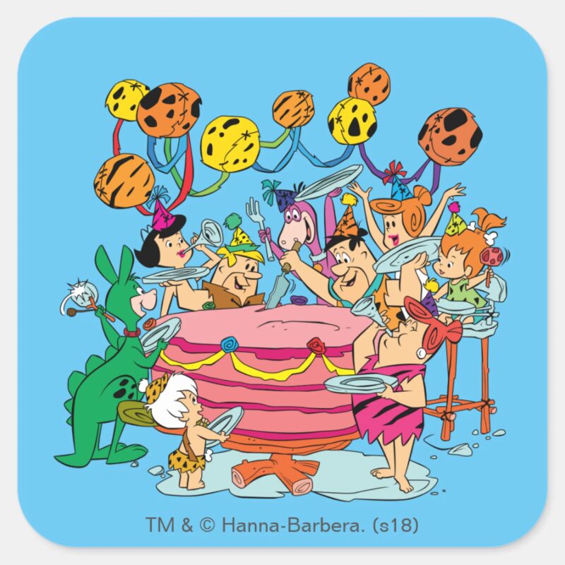 The Flintstones Birthday Party Square Sticker