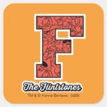 The Flintstones Collegiate Style Monogram Square Sticker