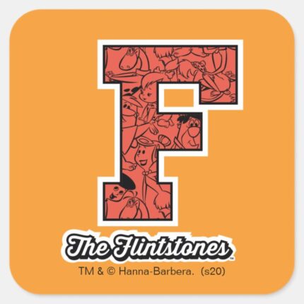 The Flintstones Collegiate Style Monogram Square Sticker