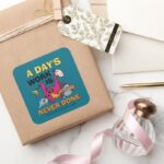 The Flintstones Dino Cleaning House Square Sticker