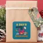 The Flintstones Dino Cleaning House Square Sticker