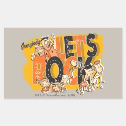 The Flintstones Everybody Lets Rock Rectangular Sticker