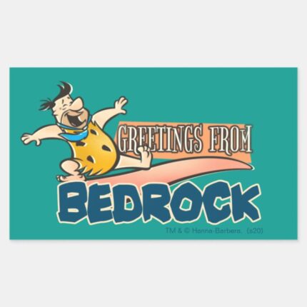 The Flintstones Fred Greetings From Bedrock Rectangular Sticker