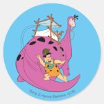 The Flintstones Fred Sliding Down Tail Classic Round Sticker