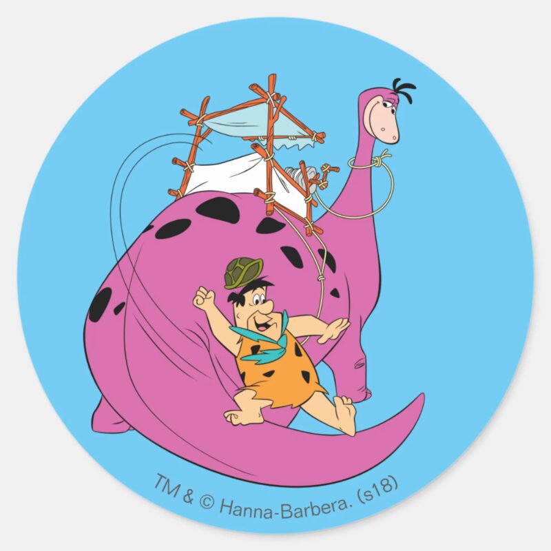 The Flintstones Fred Sliding Down Tail Classic Round Sticker