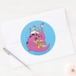 The Flintstones Fred Sliding Down Tail Classic Round Sticker