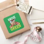 The Flintstones Fred Barney Drive Green Square Sticker