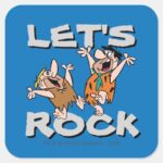 The Flintstones Fred Barney Lets Rock Square Sticker