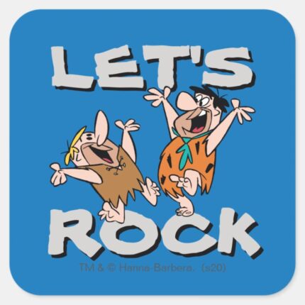 The Flintstones Fred Barney Lets Rock Square Sticker