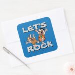 The Flintstones Fred Barney Lets Rock Square Sticker