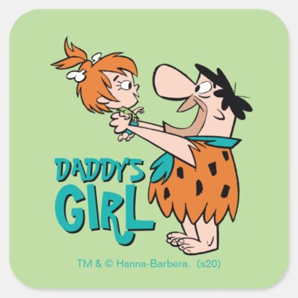 The Flintstones Fred Pebbles Daddys Girl Square Sticker