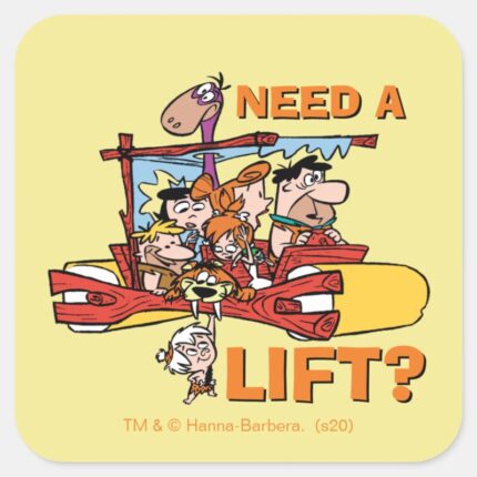 The Flintstones Need A Lift Square Sticker