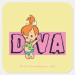 The Flintstones Pebbles Little Diva Square Sticker