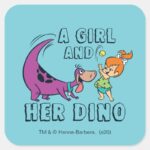 The Flintstones Pebbles Dino Play Ball Square Sticker