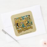 The Flintstones Retro Comic Character Panels Square Sticker