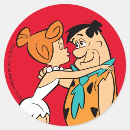 The Flintstones Wilma Kissing Fred Classic Round Sticker