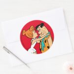 The Flintstones Wilma Kissing Fred Classic Round Sticker