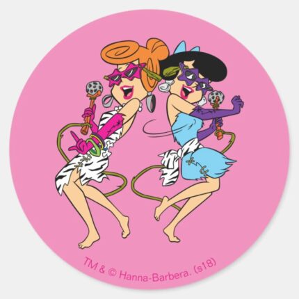 The Flintstones Wilma Betty Rock Stars Classic Round Sticker