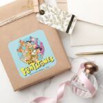 The Flintstones And Rubbles Family Graphic Square Sticker
