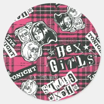 The Hex Girls Punk Plaid Pattern Classic Round Sticker