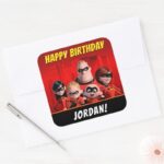 The Incredibles Family Birthday Square Sticker