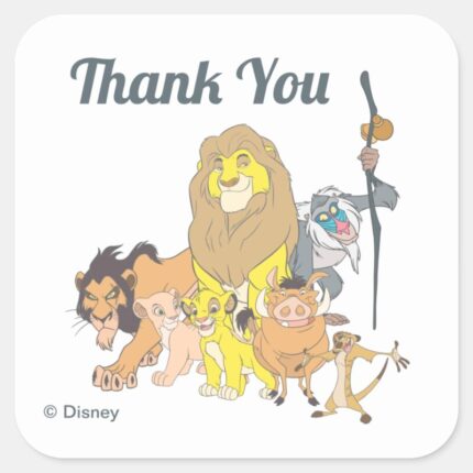 The Lion King Baby Shower Thank You Square Sticker