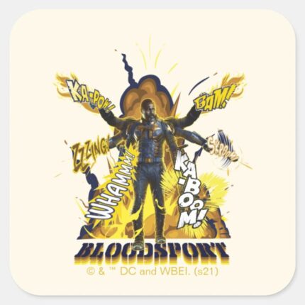 The Suicide Squad Bloodsport Action Graphic Square Sticker