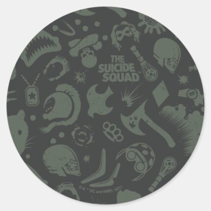 The Suicide Squad Character Icon Pattern Classic Round Sticker