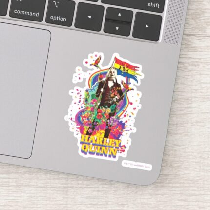 The Suicide Squad Harley Quinn Flowers Rainbow Sticker
