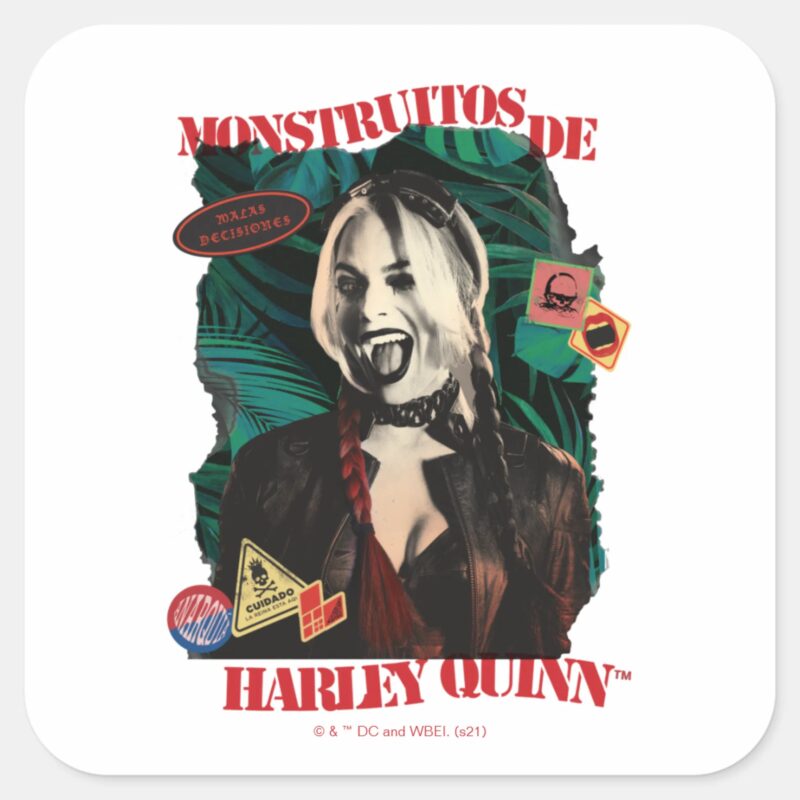 The Suicide Squad Harley Quinn Winking Square Sticker
