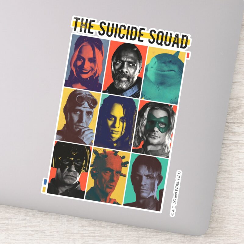 The Suicide Squad Retro Grid With Harley Quinn Sticker