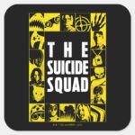 The Suicide Squad Yellow Black Icon Blocks Square Sticker