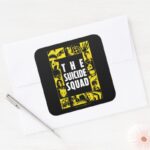 The Suicide Squad Yellow Black Icon Blocks Square Sticker