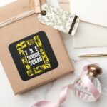 The Suicide Squad Yellow Black Icon Blocks Square Sticker