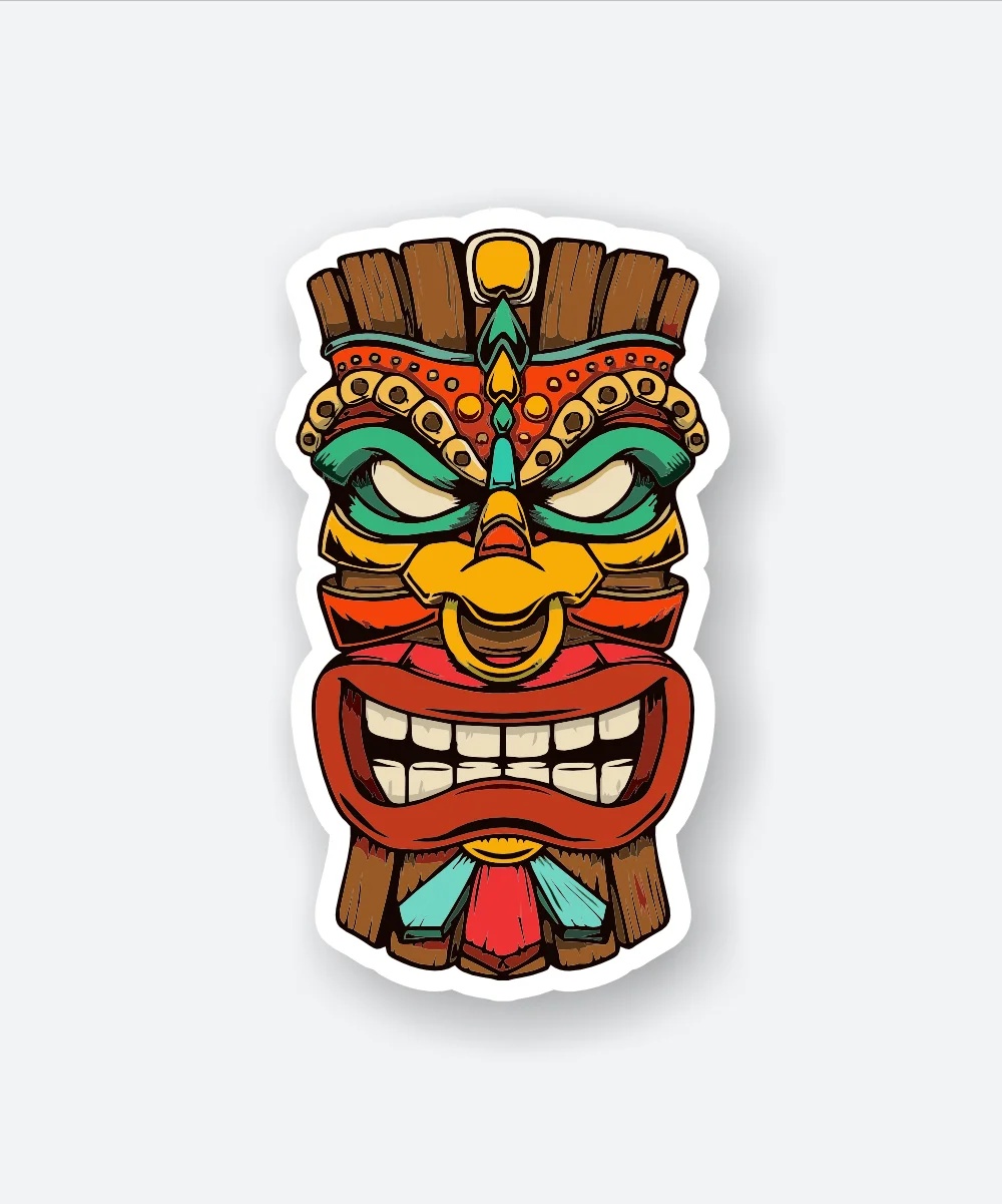 Tiki Man Hawaii Island Sticker