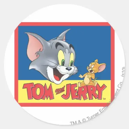 Tom And Jerry Logo Shaded Classic Round Sticker