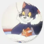 Tom And Jerry Read A Book Classic Round Sticker