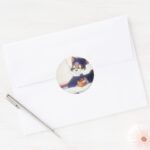 Tom And Jerry Read A Book Classic Round Sticker