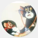 Tom And Jerry Stethescope Classic Round Sticker
