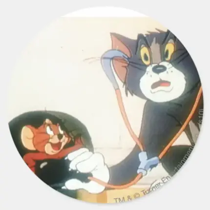 Tom And Jerry Stethescope Classic Round Sticker