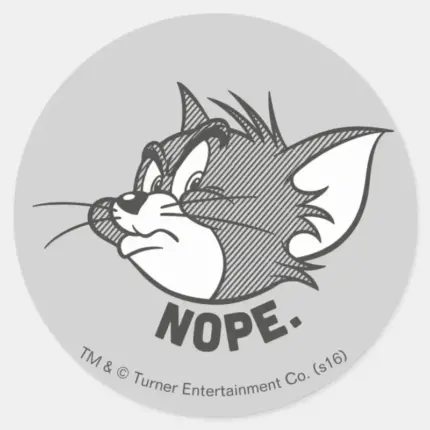 Tom And Jerry Tom Says Nope Classic Round Sticker