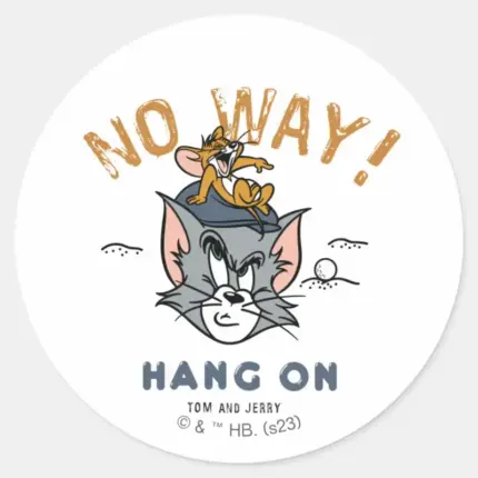 Tom Jerry Golfing No Way Classic Round Sticker